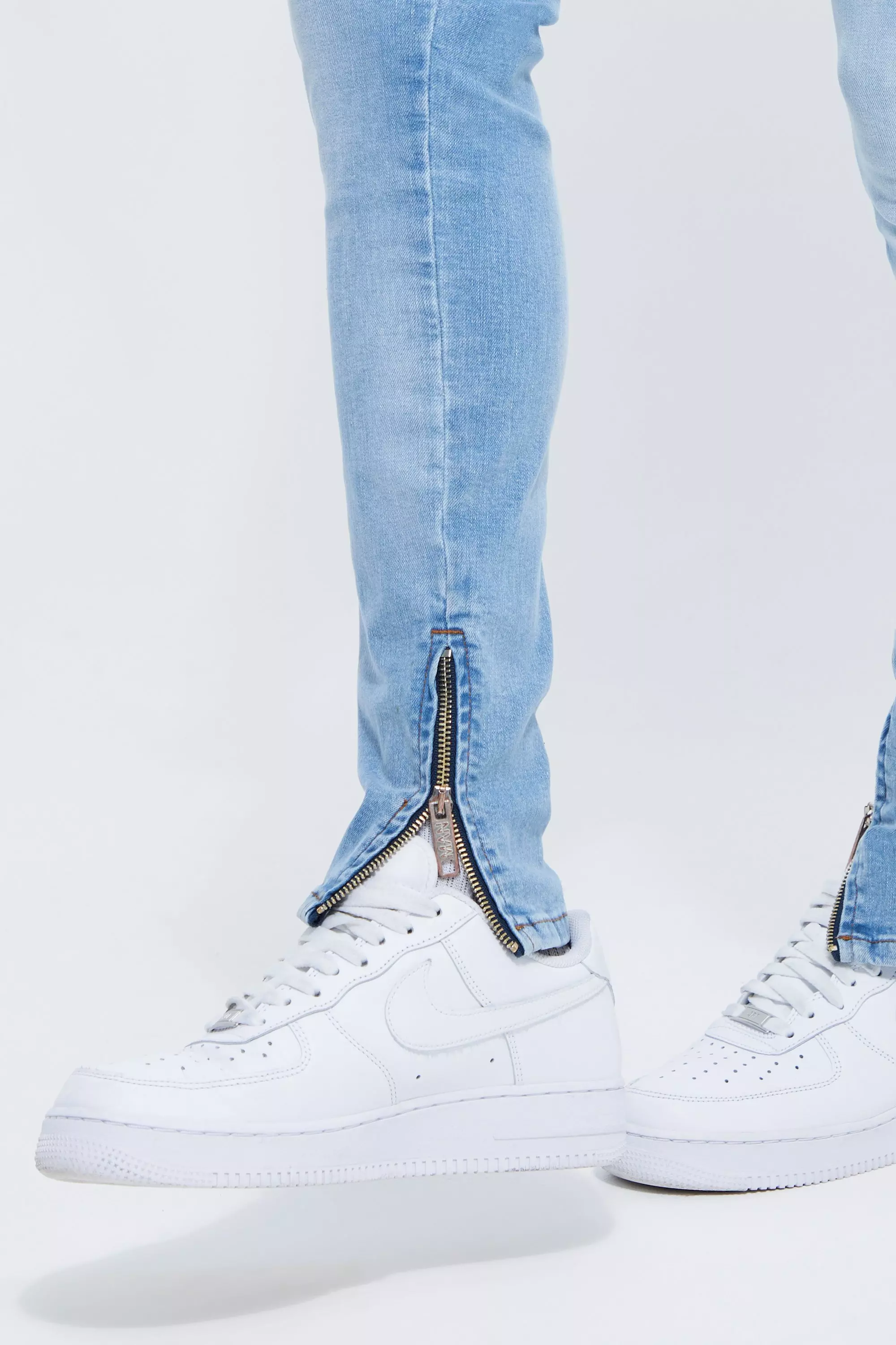 Super Skinny Stretch Jeans With Zip Hem | boohooMAN USA